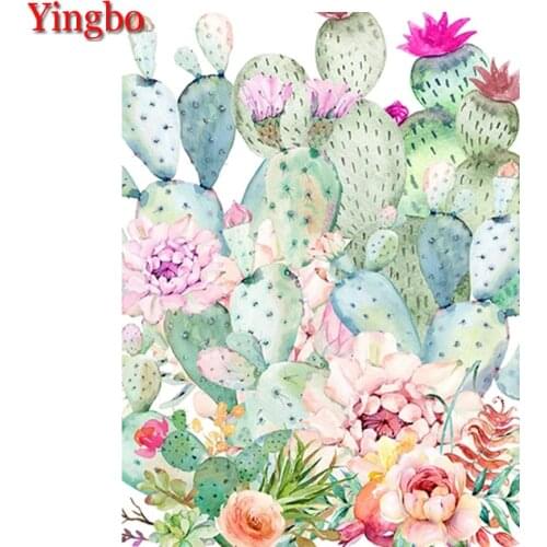 Diamond Mosaic Nordic Art Watercolor Cactus Succulent Plants 5d Diamond Embroidery HandMade 5d Diy Diamond Painting Rhinestones