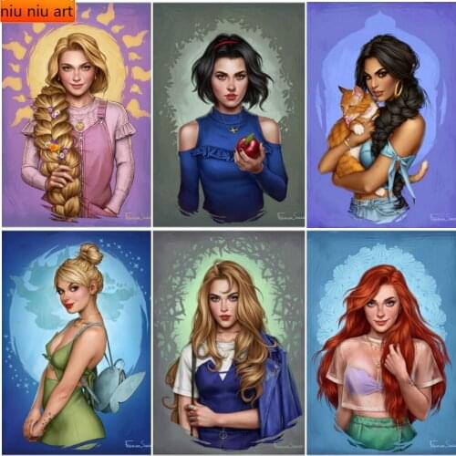 Disney 5D DIY Diamond Painting Princess Characters Art Cartoon Portrait Mosaic Cross Ctitch Kits Hobby Round Drill Home Decor