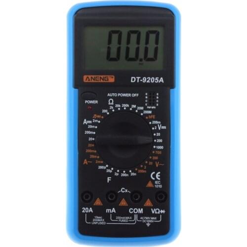 ANENG 1 Set DT-9205A LCD Digital Multimeter Electric Handheld Tester Meter AC DC 1000V 10A With Anything Electrical