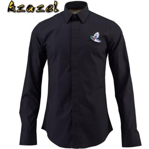 Azazel Men Shirt Luxury Beaded Birds Long Sleeve Mens Dress Shirts Fashion Casual Slim Fit Men Shirts Plus Size 4xl Shirts Man