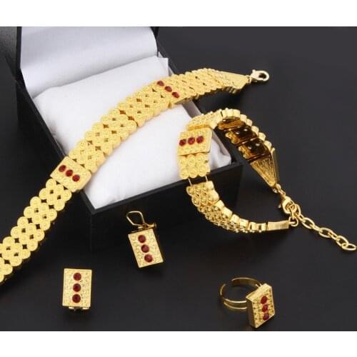Bangrui New Arrival Ethiopian Style Set Jewelry Chokers Necklace Bracelet Earring Ring Sets Eritrea Habesha Africa Women