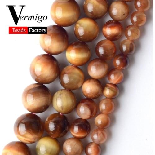 Natural Gem Stone Sun Tiger Eye Mineral Beads For Jewelry Making 4/6/8/10/12mm Round Spacer Loose Beads Diy Bracelets 15‘’Strand