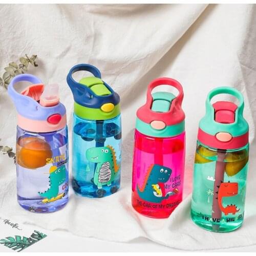 Baby Dinosaur Learning Drinking Tritan Bebe Copos 480ml Cup with Strap Baby Feeding Water Drink Leak Proof Bottle with Straw