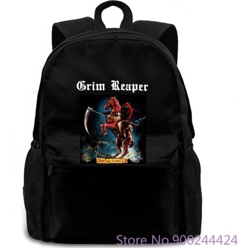 GRIM REAPER SEE YOU IN HELL HEAVY METAL BAND NWBHM X NEW BLACK Hipster women men backpack laptop travel school adult