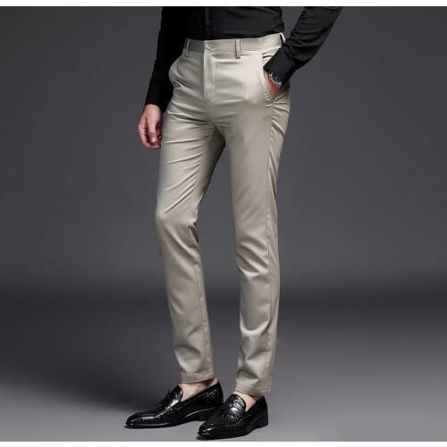 Business MenS Trousers Slim Dress Casual Pants Straight Black Suit MenS Work Fashion Wedding Spring Costume Ternos 28-38 New