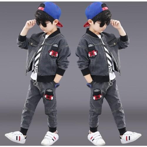 Childrens clothing boy suit 2020 new childrens foreign style spring and autumn handsome boy jacket + pants 2 piece set