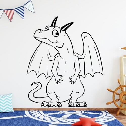 Dinosaur with Wings Wall Stickers Decor for Kids Living Room Dining Room Home Stikers for Wall Decoration Accessories Removable