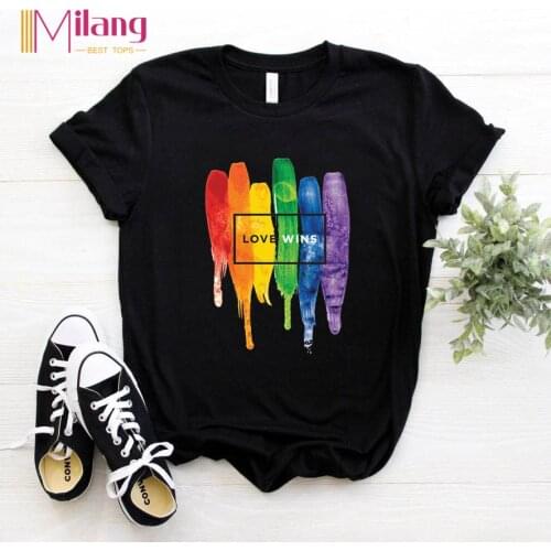 Women LGBT Rainbow T-shirts Female Short Sleeve Tees Girl Tops 2020 Summer Brand Love is Love Clothing