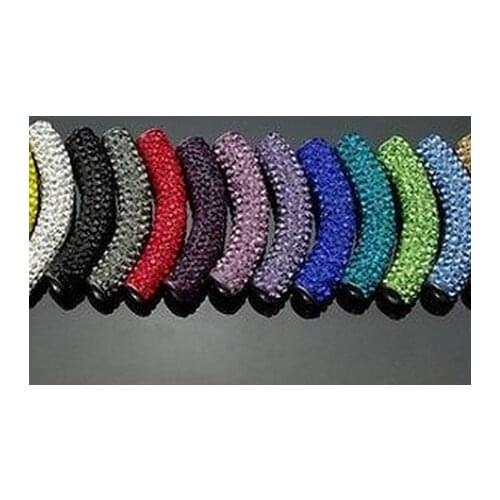 Gert34 20pcs/lot 1cm * 5cm mixed Disco Ball crystal Beads long bending Tube For Bracelet DIY best jewelry Wholesale