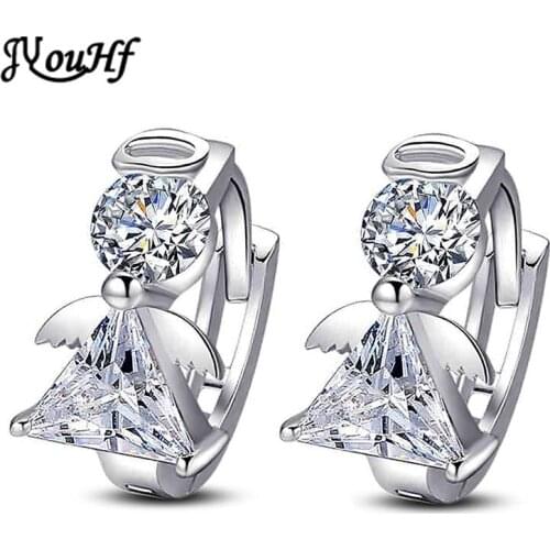 JYouHF Fashion Luxury White Gold Plated Angle Stud Earring for Women Girl Classic Triangle Round Crystal Earring Party Jewelry