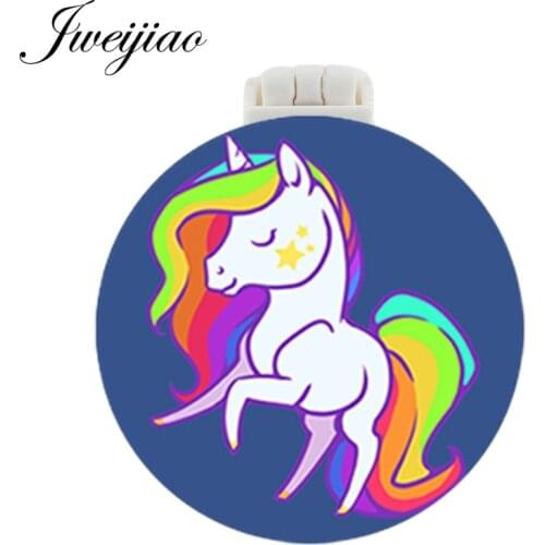 Youhaken Unicorn Pocket Mirror With Massage Comb Animal Style Folding Compact Portable Make up Multifunctional Beauty Tools