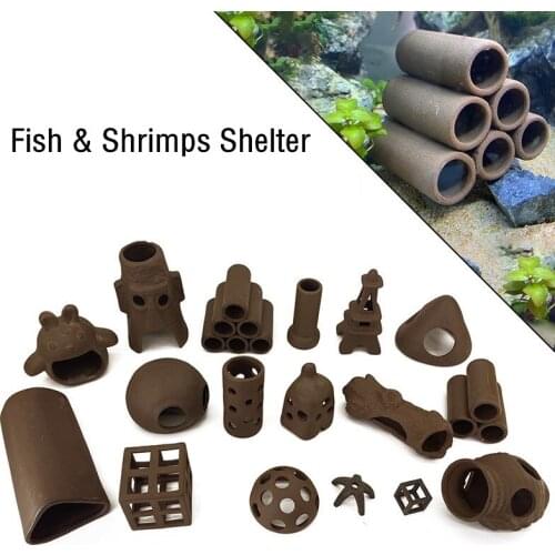 Ceramic Hideaway for Shrimp Cichlid Hiding Breeding Spawning Aquarium Decoration Realistic Stone Appearance