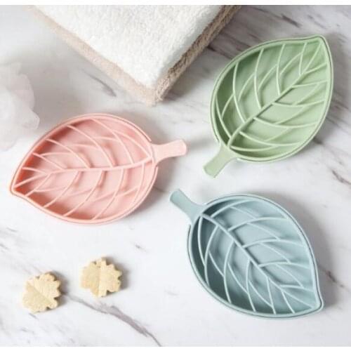 Leaf Shape Soap Box Case Toilet Bathroom Organizer Supplies Holder Plastic Double Deck Shower Soaps Storage Dishes