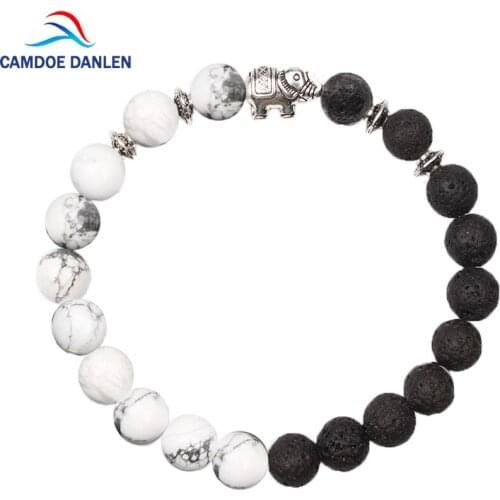 6 style Lava Natural Stone Beads Bracelets Women Fashion Elephant/Lion Head/Owl/Buddha/Leopard Charms Elastic Bead Man Bracelet