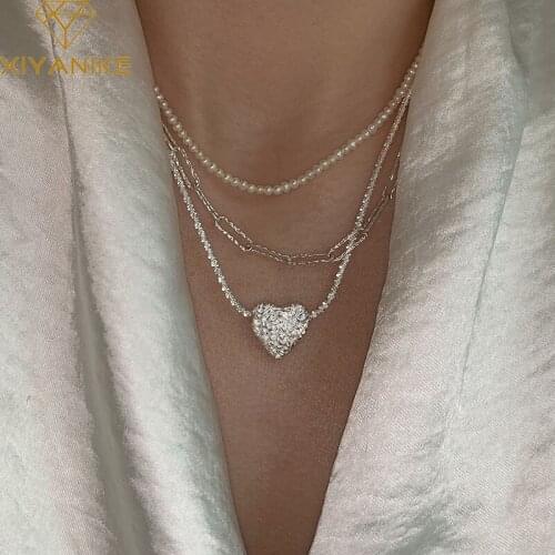 XIYANIKE 925 Sterling Silver Newly Arrived Shiny Gypsophila Love Heart Necklace Female Exquisite Jewelry Wedding Gift Wholesale