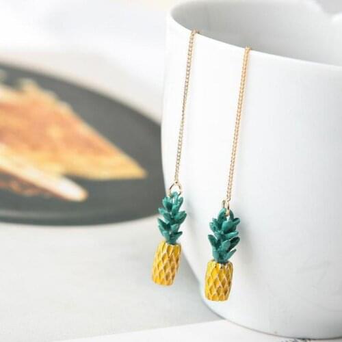 New Hot Personality Personalized Simple Fruit Pineapple Ear Nails Long Section Tassel Earrings Drop Earrings Wedding Earrings