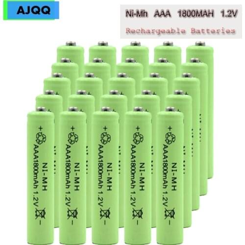 Wholesale Cheap AJQQ NI-MH ni mh ааа аккумулятор 1.2V 1800MAH Green аккумуляторы батарейки Can Be Used For Mouse Toys