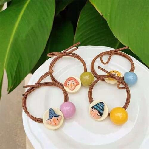 50 Pcs New Cartoon Graffiti Clown Ladies Hair Band Rubber Band Hair Accessories Woven Hair Rope Headdress Party Gifts Wholesales