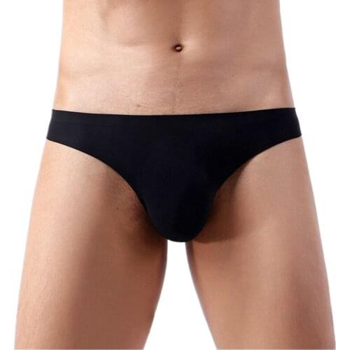 Sexy Underwear Men Briefs Shorts Solid Thin Ice Silk Mesh Panties Low Rise Seamless Underpants Cueca Calzoncillo Plus Size M-3XL