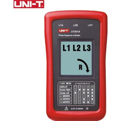 UNI-T Phase Indicator Missing Sequence Motor AC Voltage Rotation Phase Indication 3-Phase Power 40~700V UT261A UT261B