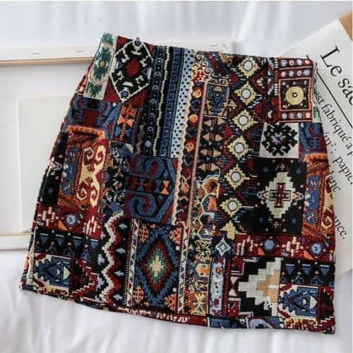 HELIAR Cartoons Partern Skirts Women Bodycon A-line National Skirts Spring Mini Wide Leg BOHO Vintage Mini Skirts For Women