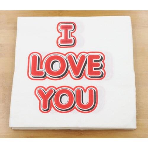 100sheet Vintage Napkins Paper Tissue I Love You Decoupage Wedding Party Christmas Home Cafe Table Dinner Decor Serviettes