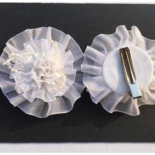 2pcs New Fashion girl Hair Clips Lady kids Sequin Big white flowers Bowknot Barrette Hairpin Hair Bow scrunchy Accessories