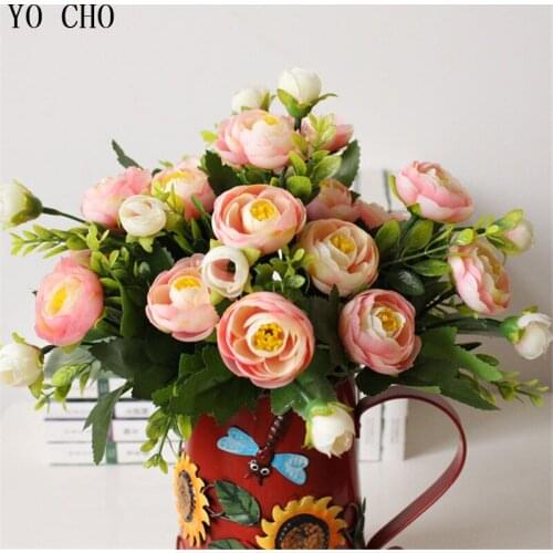 Multi Color 9 Flower Heads artificial peony bouquet 6 Branches Spring Fake silk Peony Flower Arrangement Home Table Room Decor