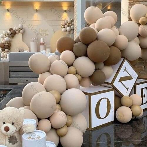 90pcs Retro Coffee Balloons Garland Arch Chrome Gold Double Apricot Globos Birthday Wedding Baby Shower Anniversary Party Decor