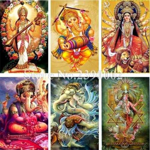 Diy Diamond Painting Shiva & Lord Ganesha Embroidery Full Rhinestones Needlework Elephant Diamond Mosaic Cross Stitch Home Decor