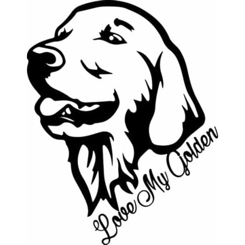 Car Stickers Love My Golden Retriever Dog Pet PVC Car Decoration Accessories Decals Creative Waterproof Black/white,16cm*12cm