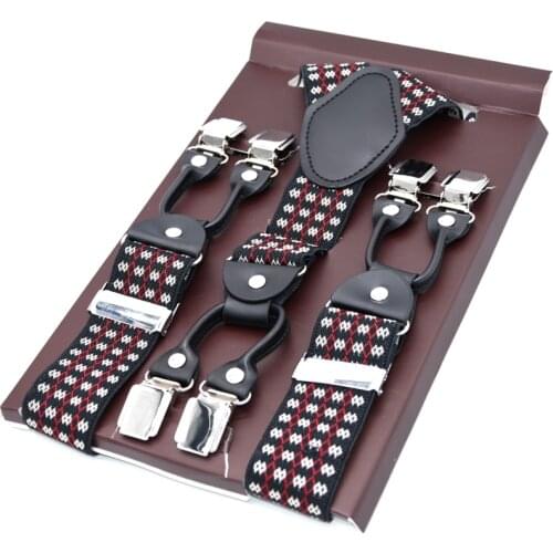 Black leather Suspender Men straps Clips Braces Vintage Casual Suspensorio Tirante Trousers Strap bretele Father/Husbands Gifts