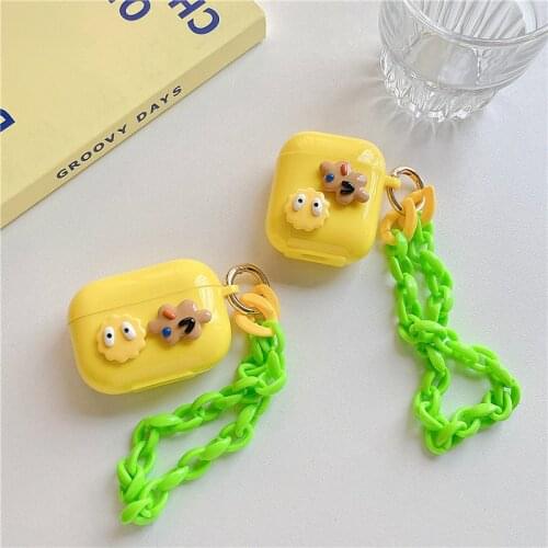 For Airpods 1 2 Bracelets Lanyard Chain Strap Case for Airpods Pro Wireless Bluetooth Earphone Cover Chaging Box Yellow Cover