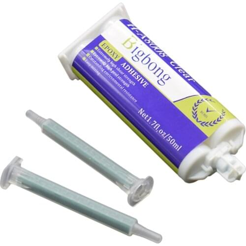 50ml Epoxy Adhesive Glue 1:1 Two-Component Resin Strong Adhesives Transparent AB Glues with 2pcs Static Mixing Nozzle Mixed Tube