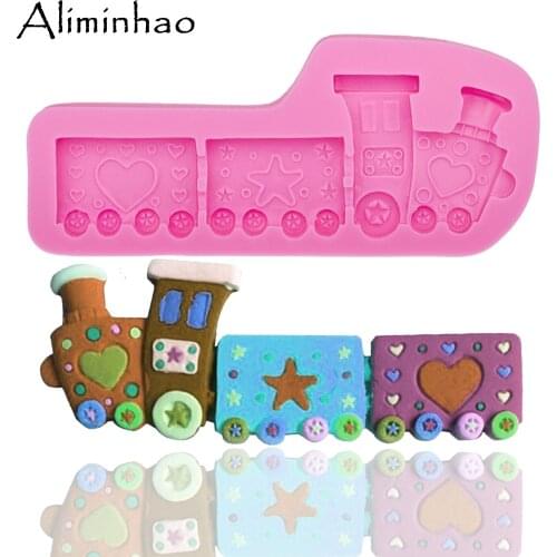 B0087 Cartoon train form for Cake dessert Sugarcraft Silicone mould fondant cake decorating tools chocolate molds
