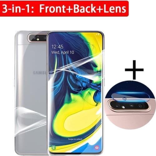 3-in-1 screen back hydrogel film camera lens protector for Samsung Galaxy A80 A8 Plus 2018 A90 A 80 a8plus protective not glass
