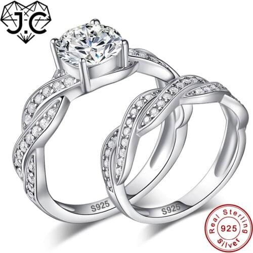 J.C Fine Jewelry 3.36ct Delicate White Topaz Solid 925 Sterling Silver Couple Ring Size 6 7 8 9 For Women Christmas Best Gift