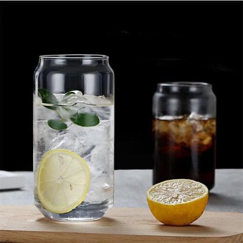 Creative Can Shape Tea Water Juice Milk Glass Cup Coffee Mug Wine Glass Drink Cup High Borosilicate Glass Drinkware Durable