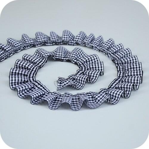 4cm Wide Black Plaid Delicate Lace Fabric Childrens Wear Skirt Doll Clothes Curtain Bag Decoration Handmade DIY Accessories