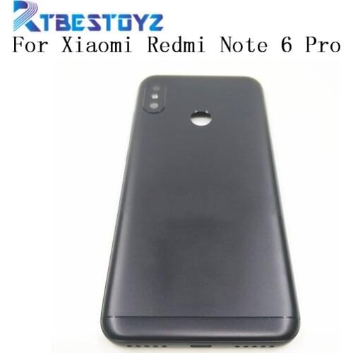 Door Housing Back Battery Cover + Side Buttons + Camera Flash Lens Replacement For Xiaomi Redmi Note 6 Pro