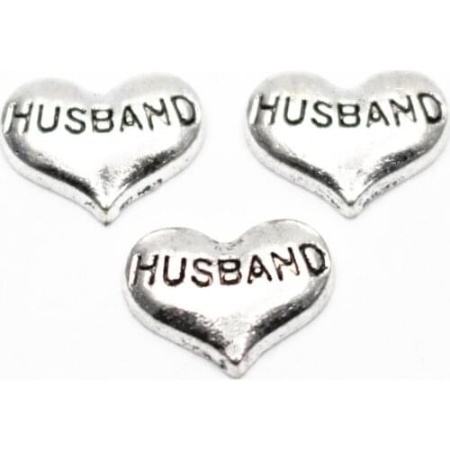 Hot selling 10pcs/lot Husband Heart Floating charms Alloy Charms Living glass Memory Lockets DIY woman Jewelry