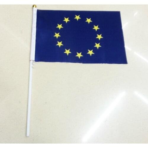 10pcs/pack The Small EU flag 14*21CM European Union Flag the hand national flag with Pole Hand Waving flag
