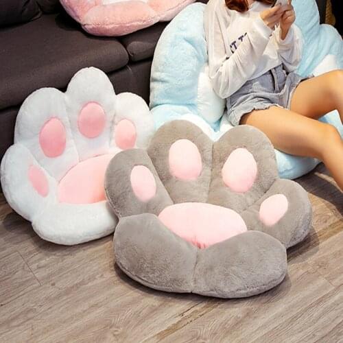 Cute Cat Paw Plush Chair Cushion Child Seat Cushion Creativity Sofa Back Pillows Mat Home Indoor Floor Winter Decor Girls Gift