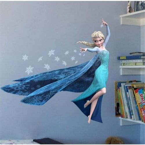 Cartoon Frozen Wall Stickers For Kids Room Kindergarten Bedroom Wall Decoration Movie Posters Door Sticker Childrens gifts