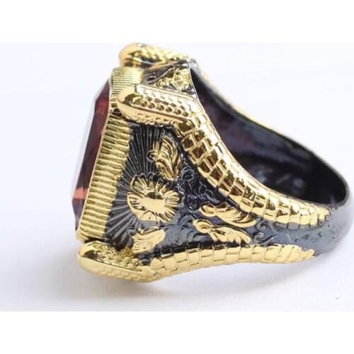 Handmade Rectangular Sultanite Man Silver Ring,18K Gold Plated Sultanite Silver Men Ring, Silver Man Ring, 925 Sterling Silver