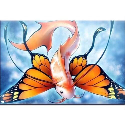 Animal Carp Printed Canvas 11CT Cross-Stitch DIY Embroidery Set DMC Threads Sewing Handmade Craft Handiwork Room Different