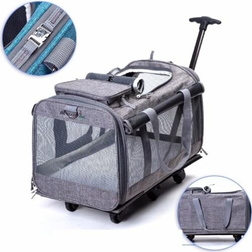 New Cationic Breathable Pet Nest With Wheel Lever Panoramic Skylight Super Breathable Carrier Cat Dog Travel Pet Package