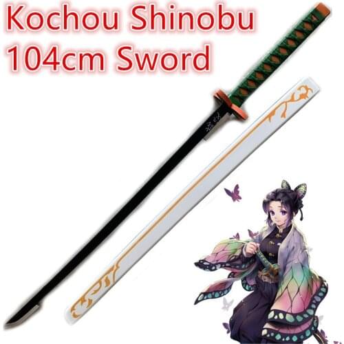 104cm Demon Slayer Sword Weapon Kochou Shinobu White Sword Cosplay 1:1 Ninja Knife PU Prop Kimetsu no Yaiba Anime Sword