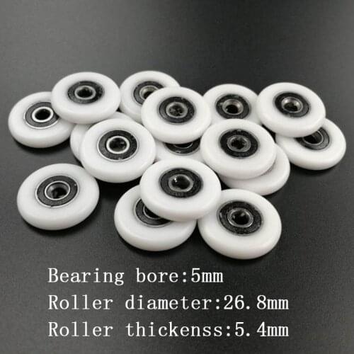 5*26.8*5.4mm sliding door Packaged Plastic Bearing suitable for shower door roller/pulley/wheels bearing bore 5mm. 8pcs/set