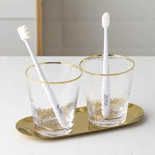 Golden Rim Bathroom Transparent Brush Cup Hotel Homestay Bathroom Accessary